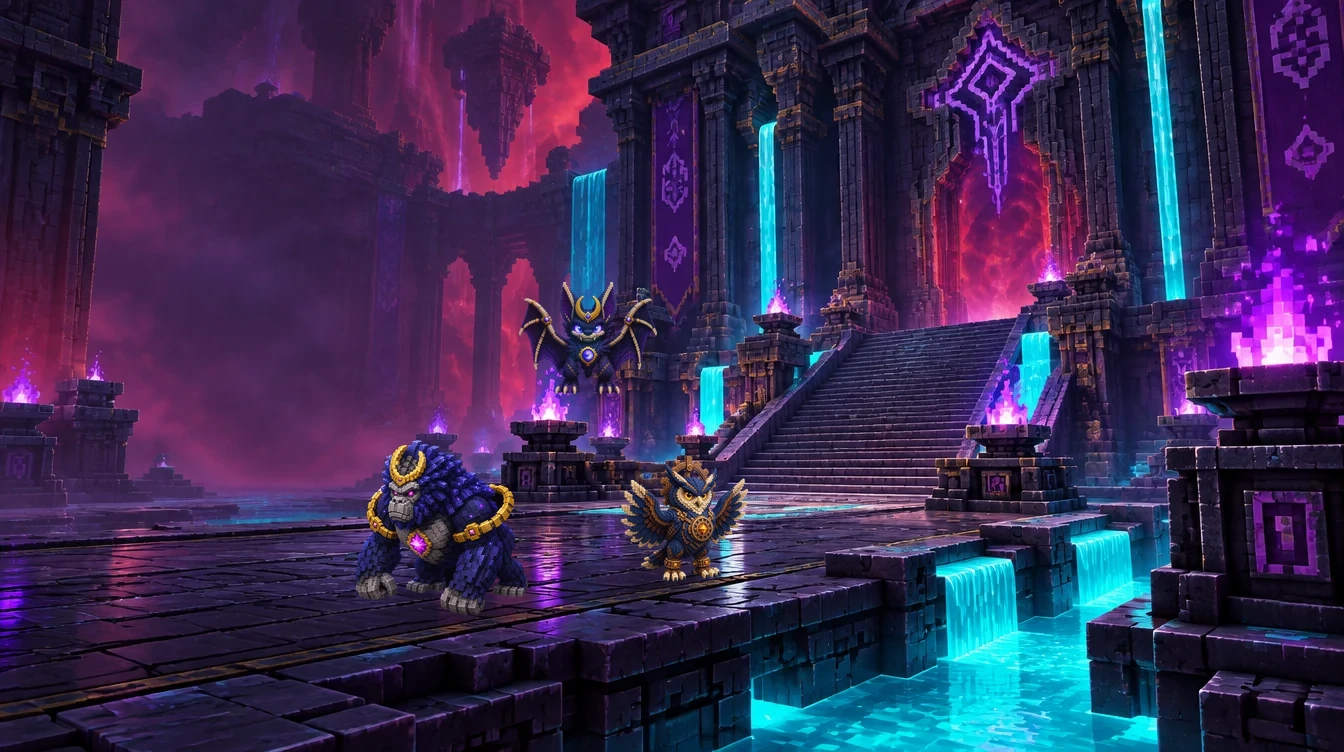 Illustrated Chikimons at the Wicked Temple